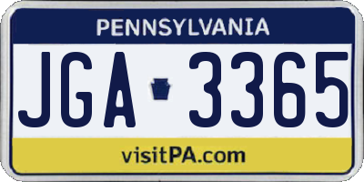 PA license plate JGA3365