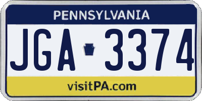 PA license plate JGA3374