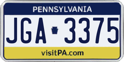 PA license plate JGA3375