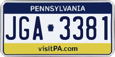 PA license plate JGA3381