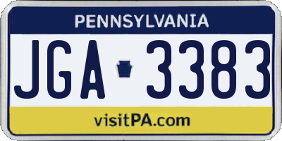 PA license plate JGA3383