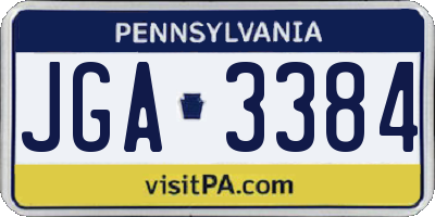 PA license plate JGA3384