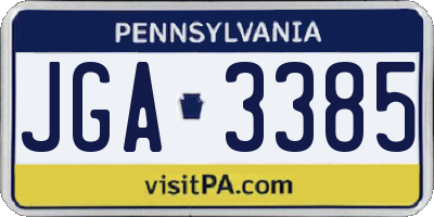PA license plate JGA3385