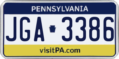 PA license plate JGA3386