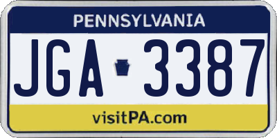 PA license plate JGA3387