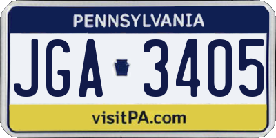 PA license plate JGA3405