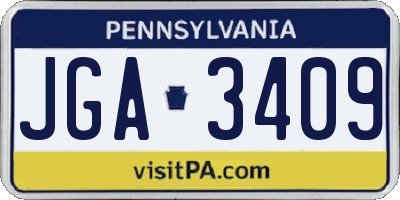 PA license plate JGA3409