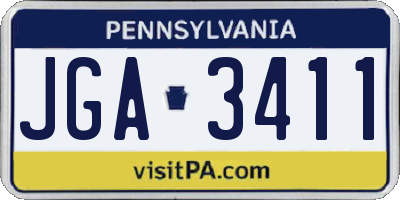 PA license plate JGA3411