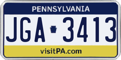 PA license plate JGA3413