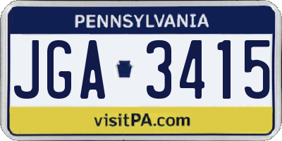 PA license plate JGA3415