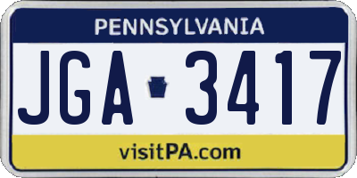 PA license plate JGA3417
