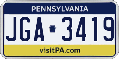 PA license plate JGA3419