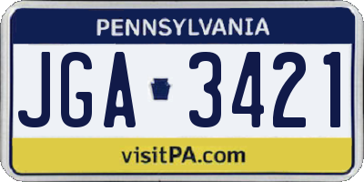 PA license plate JGA3421