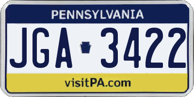 PA license plate JGA3422