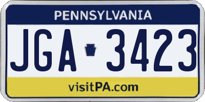 PA license plate JGA3423