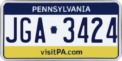 PA license plate JGA3424