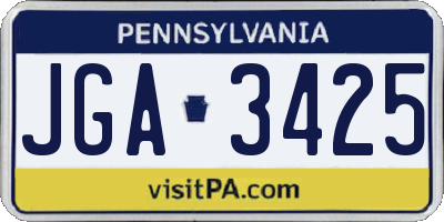 PA license plate JGA3425