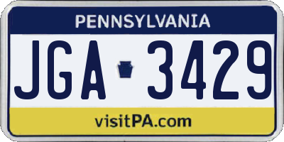 PA license plate JGA3429