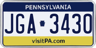 PA license plate JGA3430