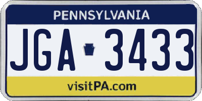 PA license plate JGA3433