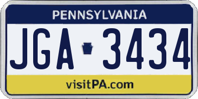 PA license plate JGA3434