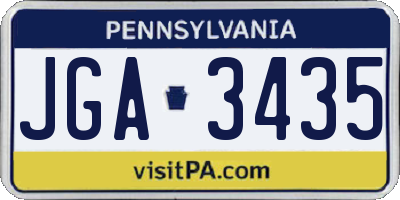 PA license plate JGA3435