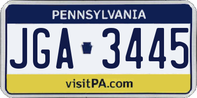 PA license plate JGA3445