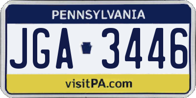 PA license plate JGA3446