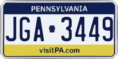 PA license plate JGA3449
