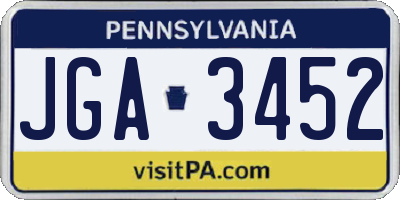 PA license plate JGA3452
