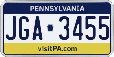 PA license plate JGA3455