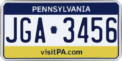PA license plate JGA3456