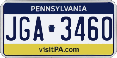 PA license plate JGA3460