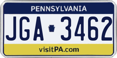 PA license plate JGA3462