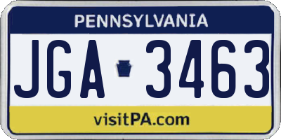 PA license plate JGA3463