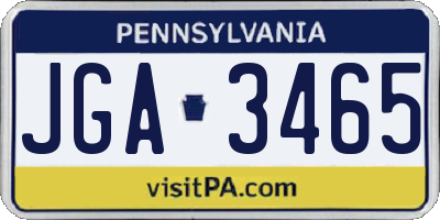 PA license plate JGA3465