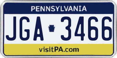 PA license plate JGA3466