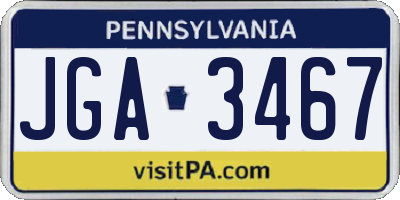 PA license plate JGA3467