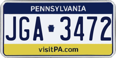 PA license plate JGA3472