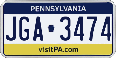 PA license plate JGA3474
