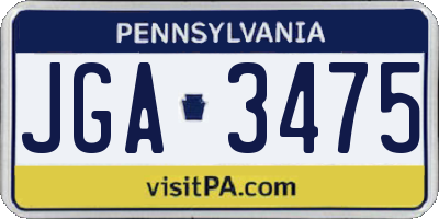 PA license plate JGA3475