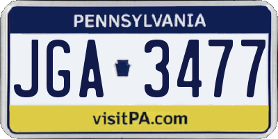 PA license plate JGA3477