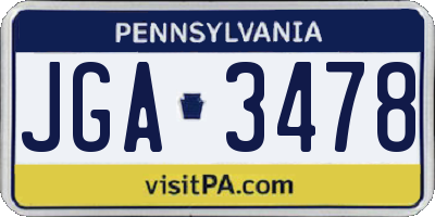 PA license plate JGA3478