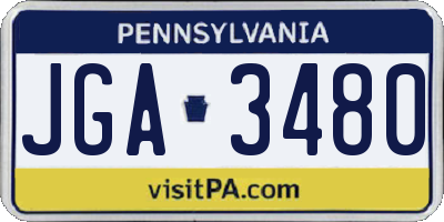 PA license plate JGA3480