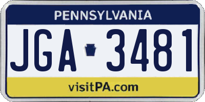 PA license plate JGA3481