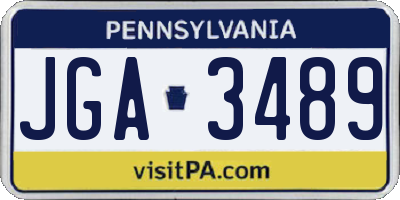 PA license plate JGA3489