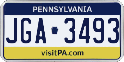 PA license plate JGA3493