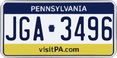 PA license plate JGA3496