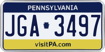 PA license plate JGA3497