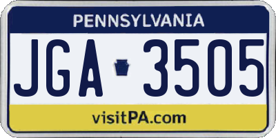 PA license plate JGA3505